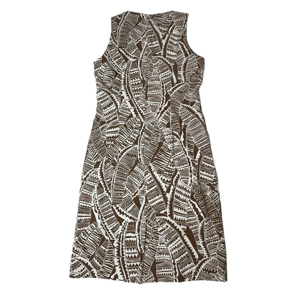 J. MCLAUGHLIN Brown White Tropical Sleeveless Anne Sheath Dress Size 8 - Picture 10 of 16